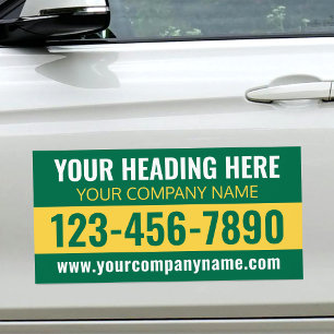 Promote Your Business Vehicle Modern Yellow Green Car Magnet