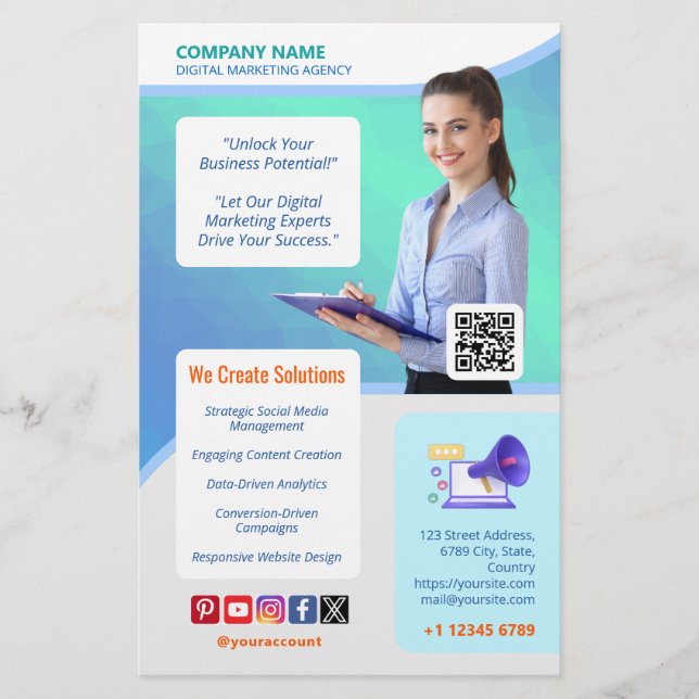  Promote Your Digital Marketing Agency Business  Flyer (Front)