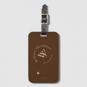 promote yourself   logo   monogram brown luggage tag