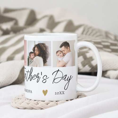 Promoted As Grandpa Fathers Day 5 Photo Collage   Coffee Mug