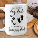 Promoted Dog Dads To Human Dad Pregnancy Announce Coffee Mug<br><div class="desc">Only The Best Dog Dads get Promoted from Dog Dads to Human Dad! Surprise your dog dad of your pregnancy with this super cute dog pregnancy announcement mug. Personalize with Baby Last Name and Your Month/Date 20xx. This dog pregnancy baby reveal mug will be a favorite. COPYRIGHT © 2020 Judy...</div>