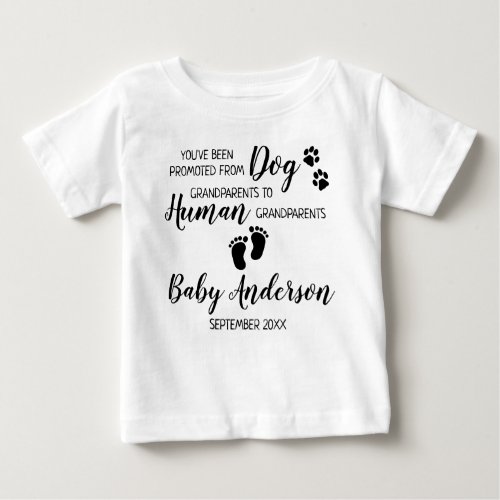 Promoted Dog Grandparents Pregnancy Announcement Baby T_Shirt