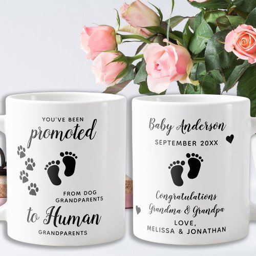 Promoted Dog Grandparents Pregnancy Announcement Giant Coffee Mug