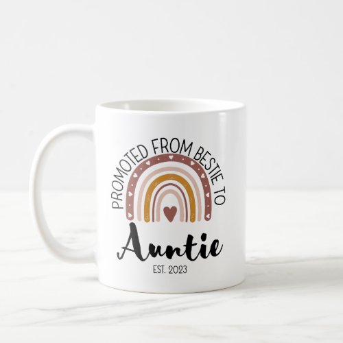 Promoted from Bestie to Auntie Est 2023 Bestie Coffee Mug