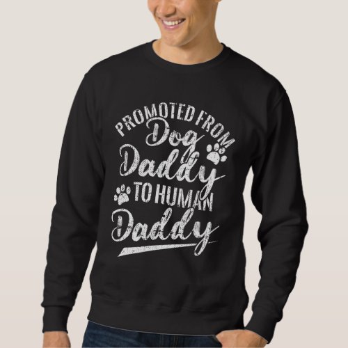 Promoted From Dog Daddy To Human Daddy New Dad Fat Sweatshirt