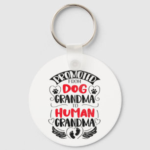 Promoted from Dog Grandma Human Grandma, Paw Print Keychain