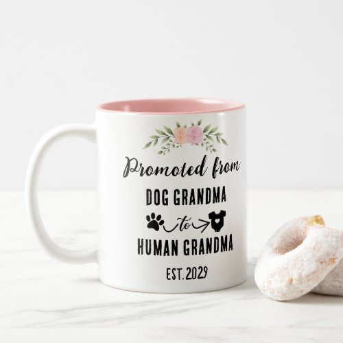 Promoted From Dog Grandma To Human Grandma Two_Tone Coffee Mug