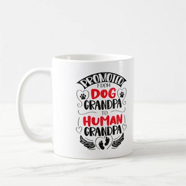Promoted from Dog Grandpa to Human Grandpa Coffee Mug (Left)