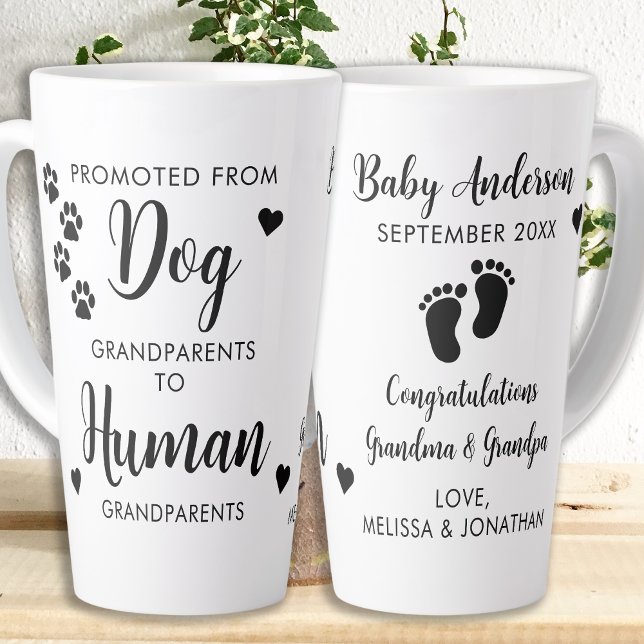 Promoted From Dog Grandparents Human Baby Reveal Latte Mug (Creator Uploaded)