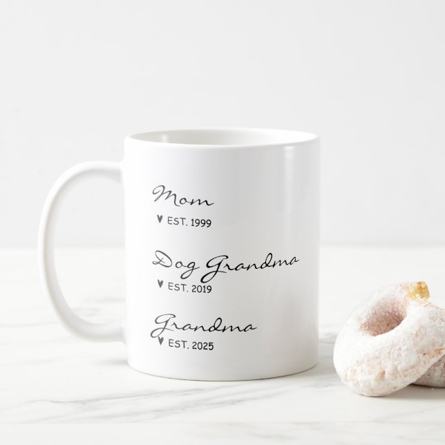 Promoted From Dog Grandparents To Human Grandparen Coffee Mug (With Donut)