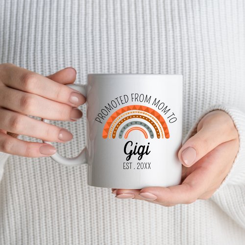 Promoted From Mom To Gigi Est 2024 New Grandma Coffee Mug