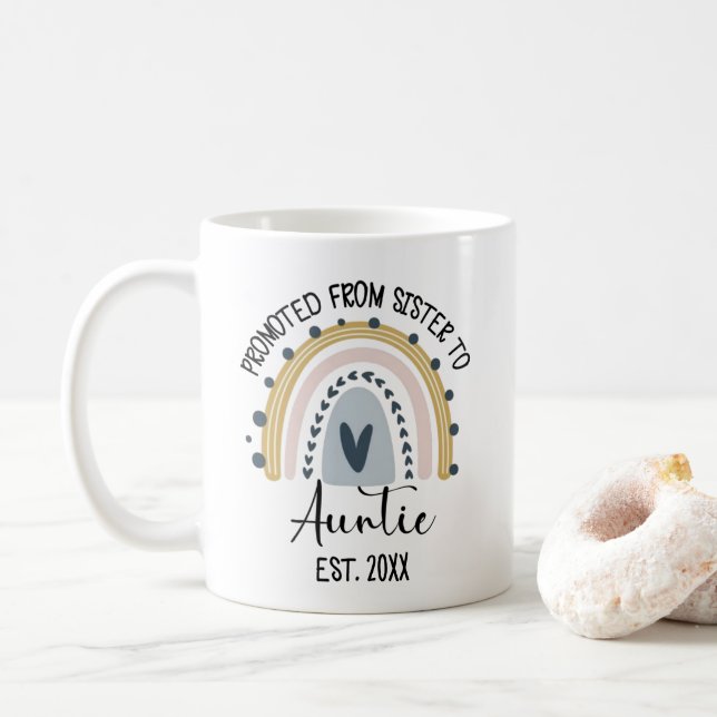 Promoted From Sister To Auntie, Auntie To Be, Gift Coffee Mug (With Donut)
