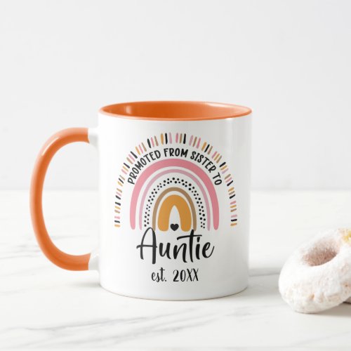 Promoted From Sister to Auntie Pregnancy Reveal Mug