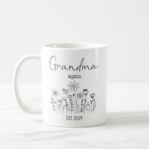 Promoted Grandma Again EST 2024 Wildflowers Mug