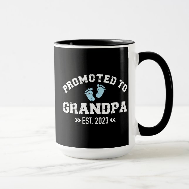 Promoted grandpa est. 2023 pregnancy announcement mug (Right)