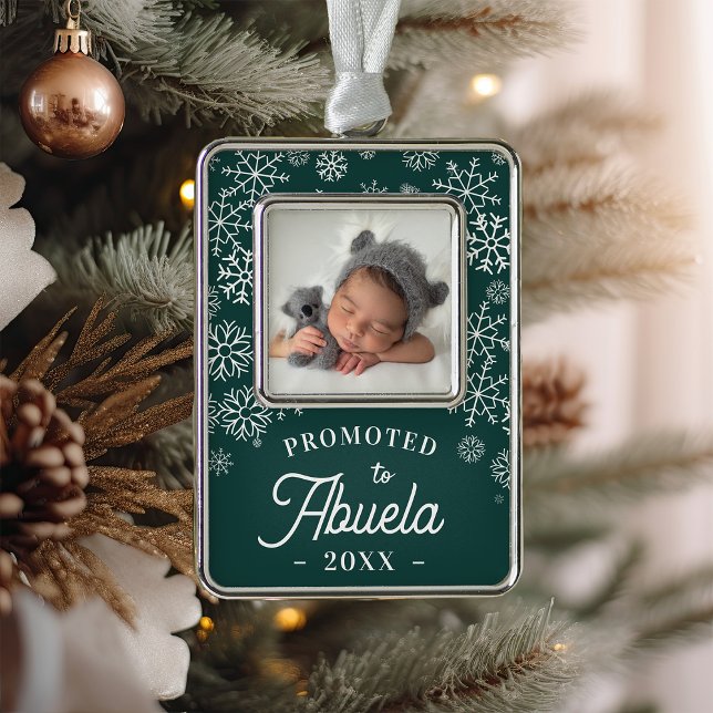 Promoted to Abuela | Baby Photo Grandma Christmas Ornament (Creator Uploaded)