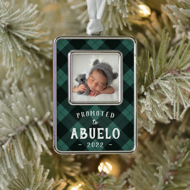 Promoted to Abuelo Baby Photo Christmas Ornament