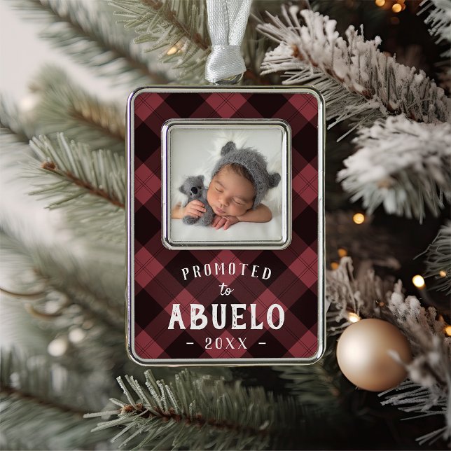Promoted to Abuelo Baby Photo Christmas Ornament (Creator Uploaded)