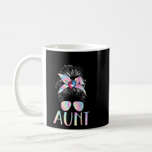 Promoted To Aunt 2023 Tie Dye Messy Bun Woman New  Coffee Mug