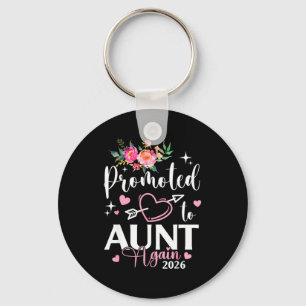 Promoted to aunt again est 2026 flower heart keychain