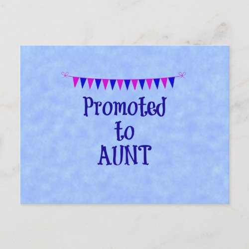 Promoted to Aunt banner on blue bokeh background Postcard