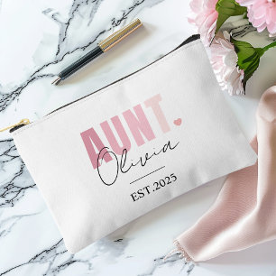 Promoted to Aunt EST 2025   Personalized Name  Accessory Pouch