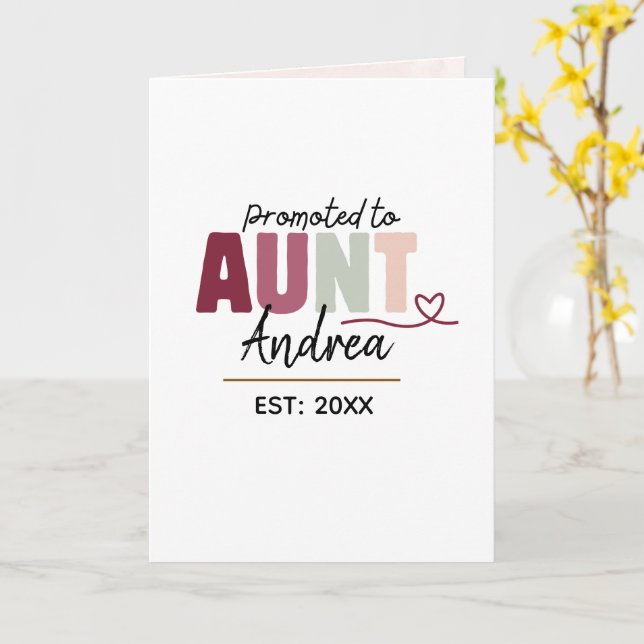 Promoted to Aunt EST 2026 | Personalized Cute gift Card (Yellow Flower)
