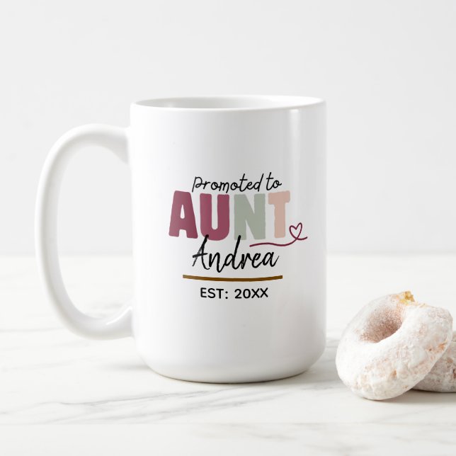 Promoted to Aunt EST 2026 | Personalized Cute gift Coffee Mug (With Donut)
