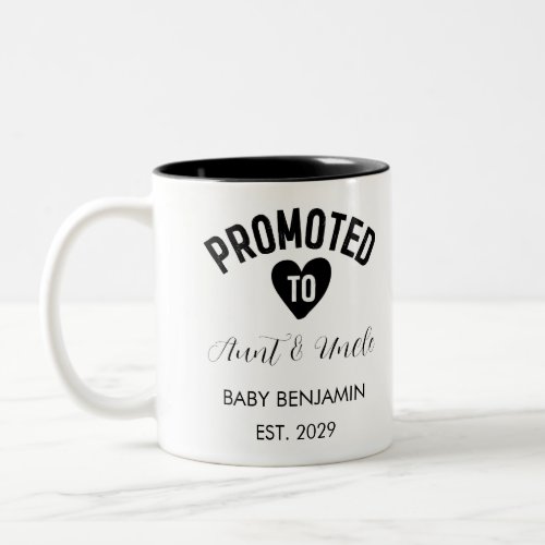 Promoted to Aunt  Uncle Personalized Baby Name Two_Tone Coffee Mug