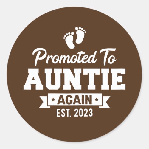 Promoted to Auntie Again 2023 Pregnancy Classic Round Sticker