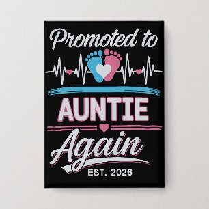 Promoted To Auntie Again Est 2026 Pregnancy Reveal Button