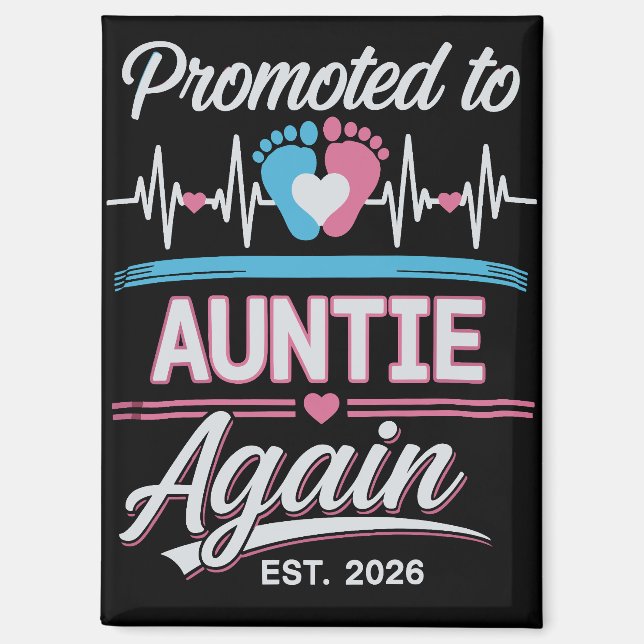 Promoted To Auntie Again Est 2026 Pregnancy Reveal Magnet (Front)