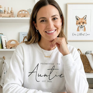 Promoted To Auntie Cozy EST Year Script Sweatshirt