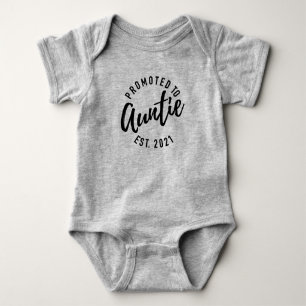 Promoted To Auntie Est 2021 Pregnancy Announcement Baby Bodysuit