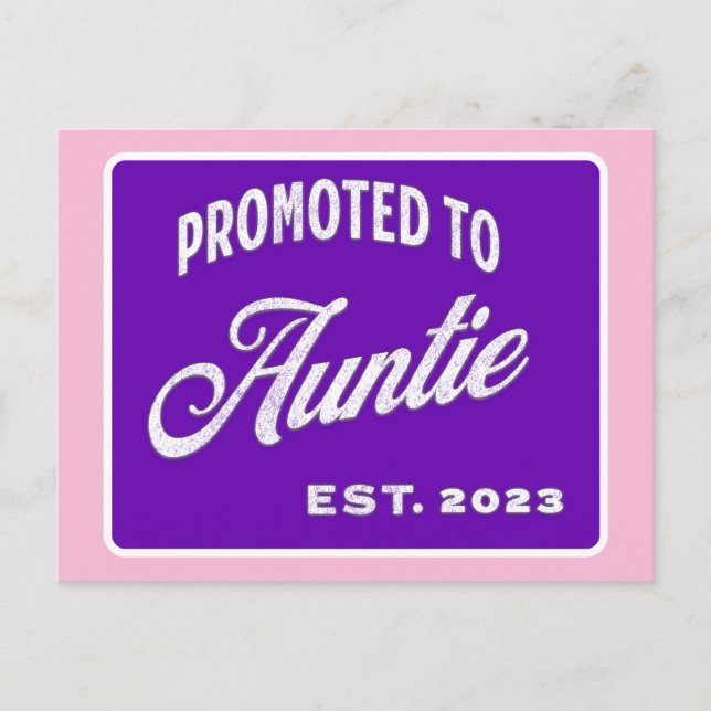 Promoted To Auntie Est. 2023 For New Aunt Holiday Postcard (Front)