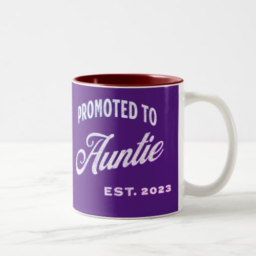 Promoted To Auntie Est 2023 For New Aunt Two_Tone Coffee Mug