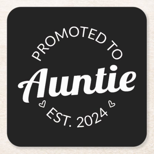 Promoted To Auntie Est 2024 I Square Paper Coaster