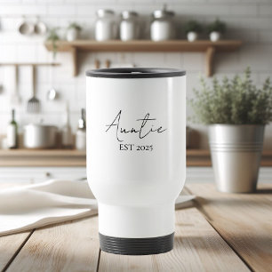 Promoted to Auntie EST 2025   First-Time Aunt  Travel Mug