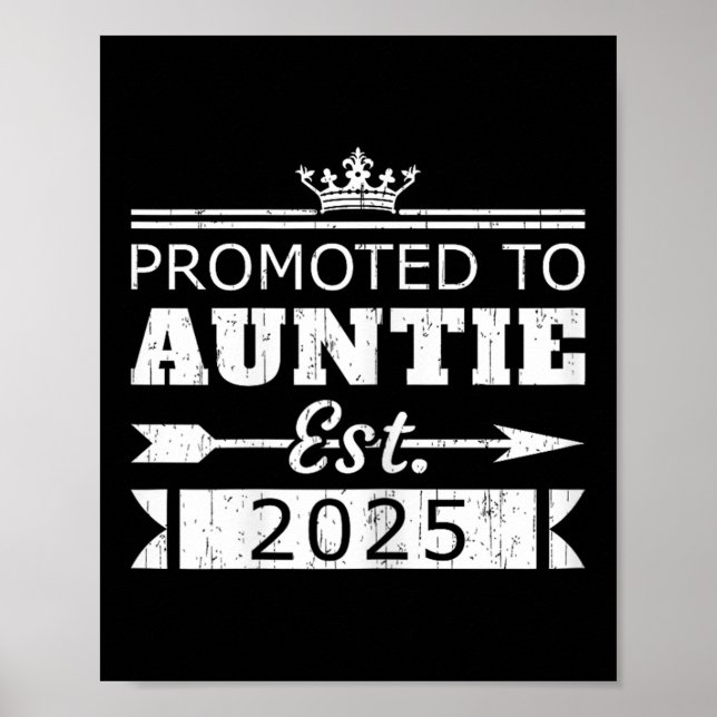 Promoted To Auntie Est 2025 Funny New Aunt Reveal  Poster (Front)