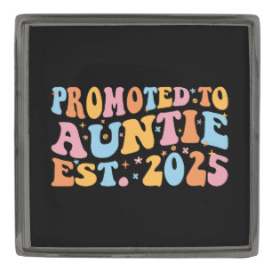 Promoted To Auntie Est. 2025 III Gunmetal Finish Lapel Pin