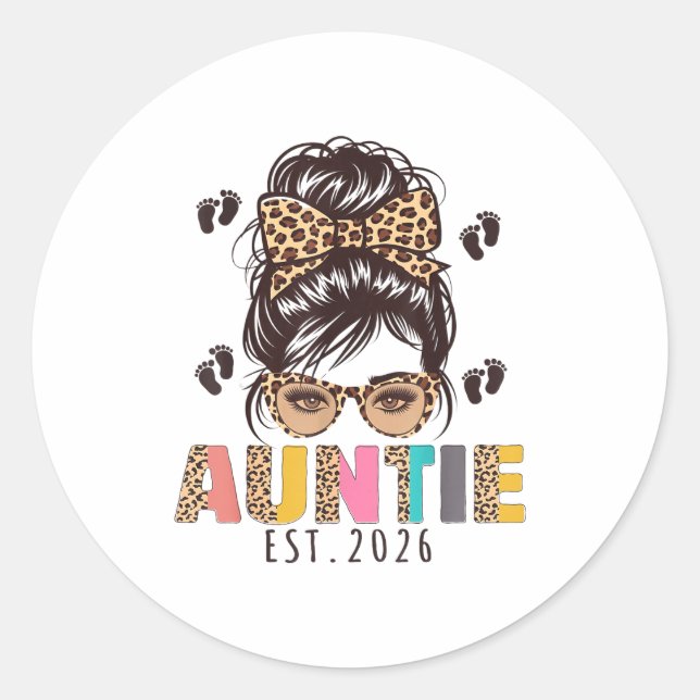 Promoted To Auntie Est 2026 Aunt To Be New Aunt Me Classic Round Sticker (Front)