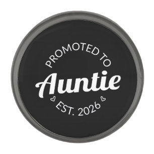 Promoted To Auntie Est. 2026 I Gunmetal Finish Lapel Pin