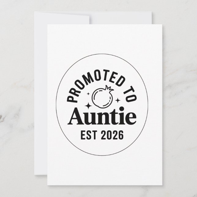 Promoted to Auntie Est 2026, New Aunt Announcement (Front)