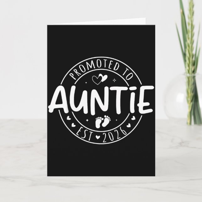 Promoted To Auntie Est 2026 Soon To Be Aunt Funny  Card (Front)