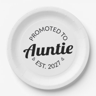 Promoted To Auntie Est 2027 New Aunt I Paper Plates