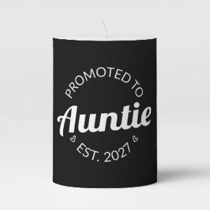 Promoted To Auntie Est 2027 New Aunt I Pillar Candle