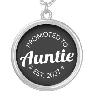 Promoted To Auntie Est 2027 New Aunt I Silver Plated Necklace