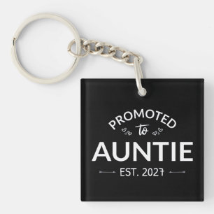 Promoted To Auntie Est 2027 New Aunt II Keychain