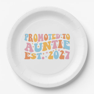 Promoted To Auntie Est 2027 New Aunt Paper Plates