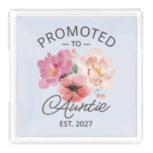 Promoted To Auntie Est 2027 New Aunt VI Acrylic Tray